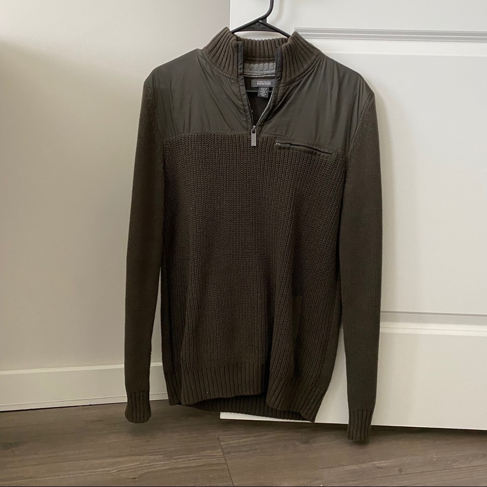 Kenneth Cole Olive Green Quarter Zip Sweater